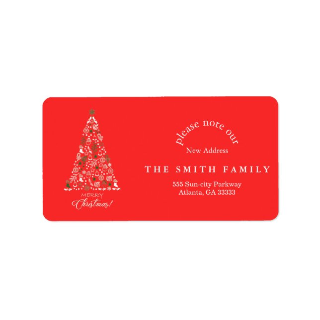 Christmas Greenery & Berry New Address  Label (Front)