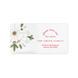 Christmas Greenery & Berry New Address Label