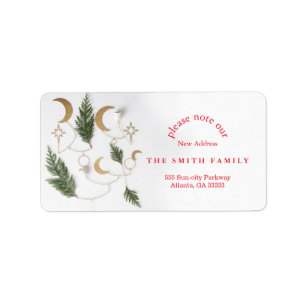 Christmas Greenery & Berry New Address Label