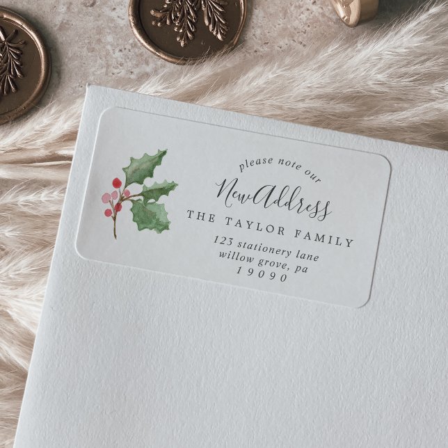 Christmas Greenery & Berry New Address Label (Creator Uploaded)