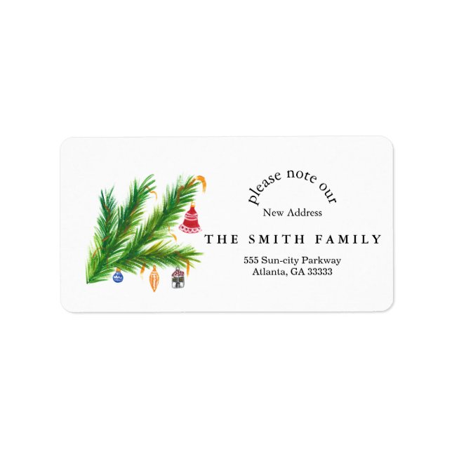Christmas Greenery & Berry New Address  Label (Front)