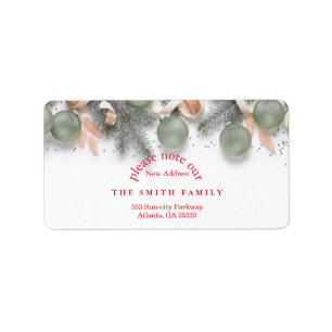 Christmas Greenery & Berry New Address Label