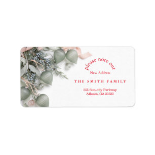 Christmas Greenery & Berry New Address Label