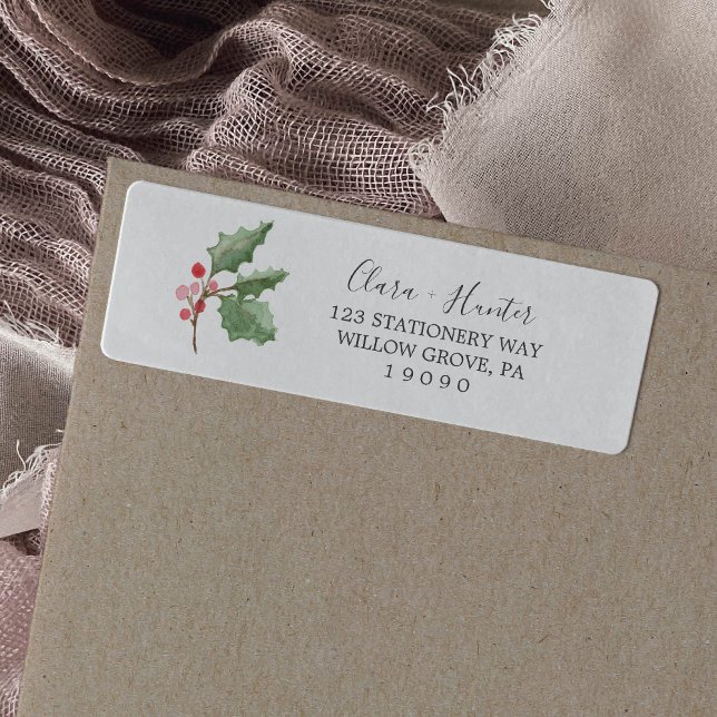 Christmas Greenery & Berry Return Address Label (Creator Uploaded)