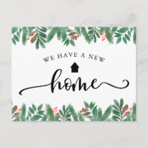 Christmas Greenery Calligraphy Moving Announcement