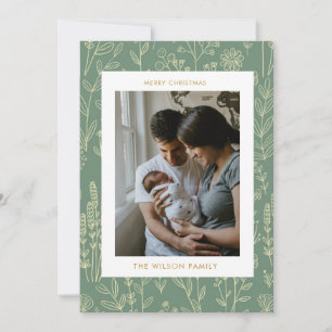 Christmas Greenery Cute Family Photo Holiday Card