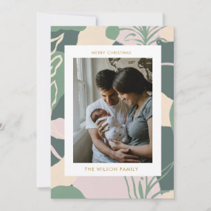 Christmas Greenery Cute Family Photo Holiday Card