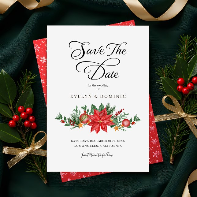Christmas Greenery floral Elegant Wedding Save The Date (Creator Uploaded)