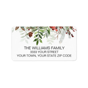 Christmas Greenery Floral Return Address Label