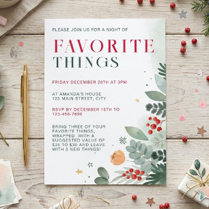 Christmas Greenery Foliage Favourite Things Party Invitation