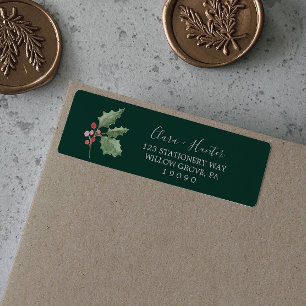 Christmas Greenery   Green Return Address Label