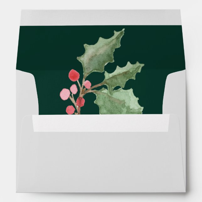 Christmas Greenery | Green Wedding Invitation Envelope (Back (Bottom))