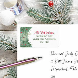 Christmas Greenery  Holiday Address Label