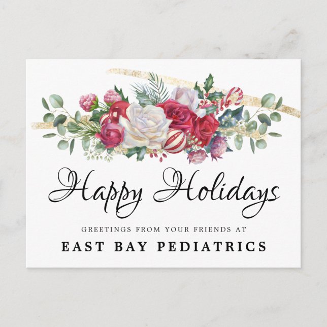 Christmas Greenery Holiday Greetings Postcard (Front)