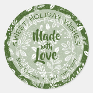 Christmas Greenery Made with Love Holiday Baking Classic Round Sticker