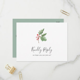 Christmas Greenery Menu Choice RSVP Postcard