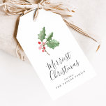 Christmas Greenery Merriest Christmas Gift Tags<br><div class="desc">These Christmas greenery Merriest Christmas gift tags are perfect for a simple holiday present. The winter holiday design features soft sage green watercolor holly branch with sprigs of classic red holly berries. Personalize them with your name.</div>