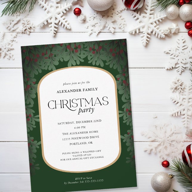 Christmas Greenery Mistletoe Christmas Party Invitation (Creator Uploaded)