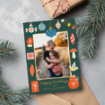 Christmas Greenery Ornament Cute Family Photo Holiday Card<br><div class="desc">Christmas Colourful Family Photo Holiday</div>