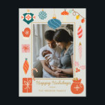 Christmas Greenery Ornament Cute Family Photo Holiday Postcard<br><div class="desc">Christmas Colourful Family Photo Holiday</div>