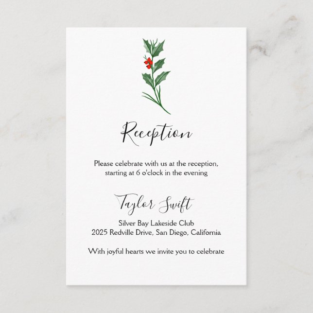 Christmas Greenery Reception Card (Front)