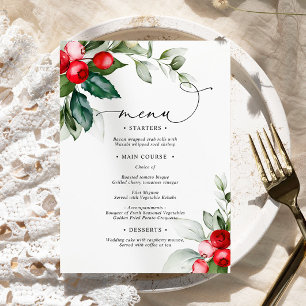 Christmas Greenery & Red Berries Wedding Menu