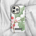Christmas Greenery & Red Berry Personalised Name Case-Mate iPhone Case<br><div class="desc">This Christmas greenery and red berry personalised name phone case is the perfect gift for her. The winter holiday design features soft sage green watercolor holly branch with sprigs of classic red holly berries. Personalise the case with her first or last name.</div>