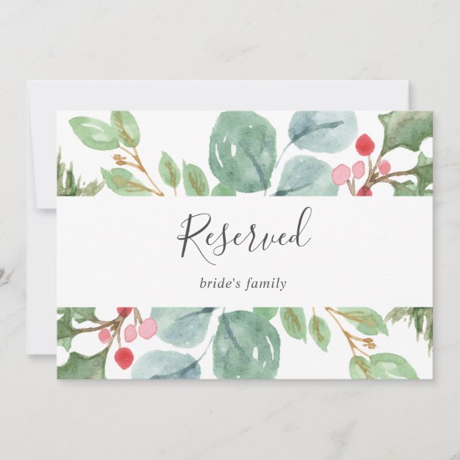 Christmas Greenery & Red Berry Reserved Sign (Front)