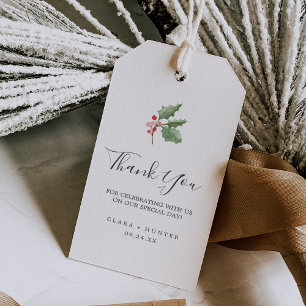 Christmas Greenery & Red Berry Thank You Favour Gift Tags
