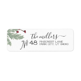 Christmas Greenery Return Address Label Script