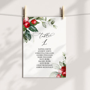 Christmas Greenery Table Number 1 Seating Chart