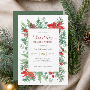 Christmas Greenery Watercolor Celebration Invitati Invitation