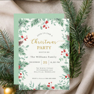 Christmas Greenery Watercolor Celebration Invitati Invitation