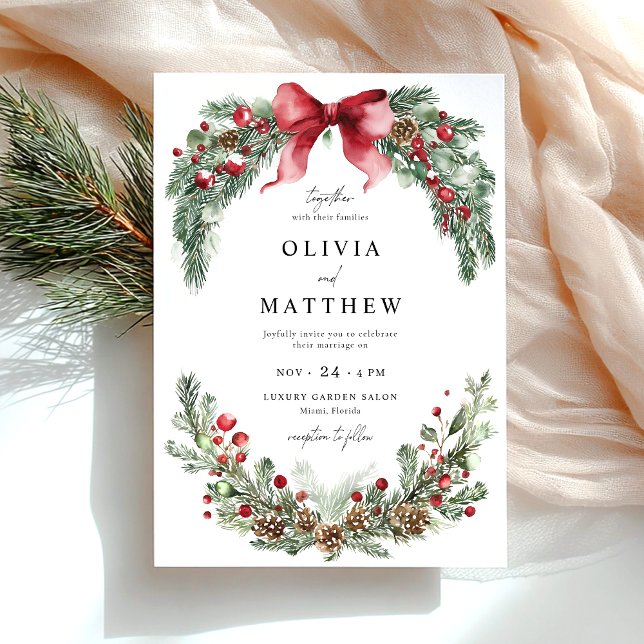 Christmas Greenery Wedding Winter Invitation (Creator Uploaded)
