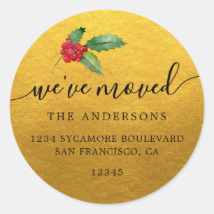 Christmas Greenery We've Moved New Address label