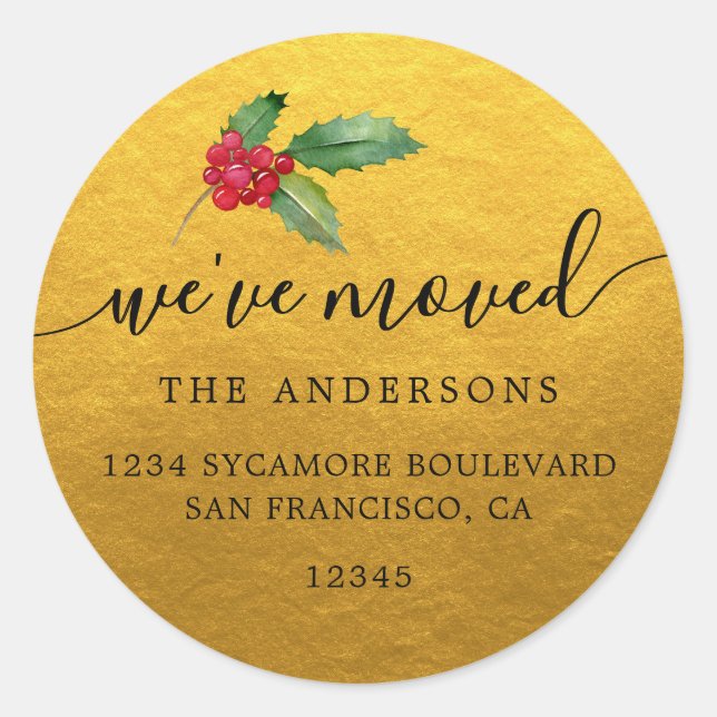 Christmas Greenery We've Moved New Address label (Front)