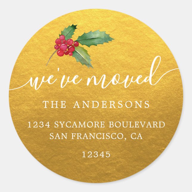 Christmas Greenery We've Moved New Address label (Front)