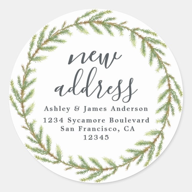 Christmas Greenery We've Moved New Address label (Front)