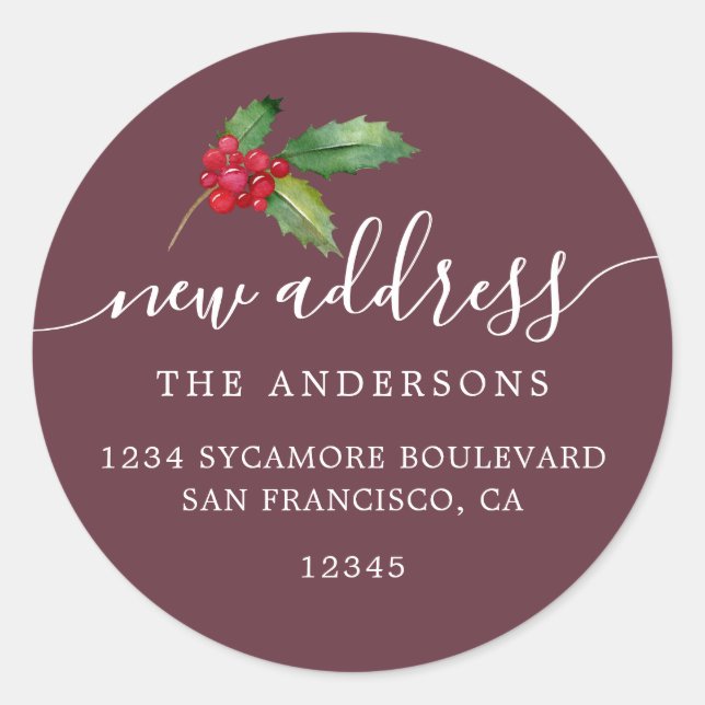 Christmas Greenery We've Moved New Address label (Front)