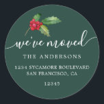 Christmas Greenery We've Moved New Address label<br><div class="desc">Christmas greenery we've moved moving announcement return address labels: let your friends and family know about your new address with these chic, modern and simple return address labels. Simply add your names and address in white elegant script calligraphy and stylish typography on a dark green background with a stylish touch...</div>