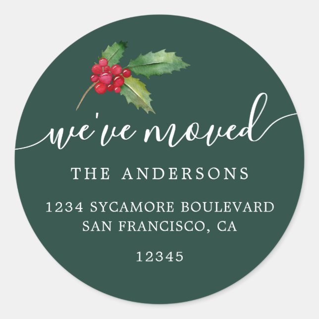 Christmas Greenery We've Moved New Address label (Front)