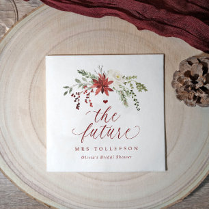 Christmas Greenery Winter Bridal Shower Wedding Napkin