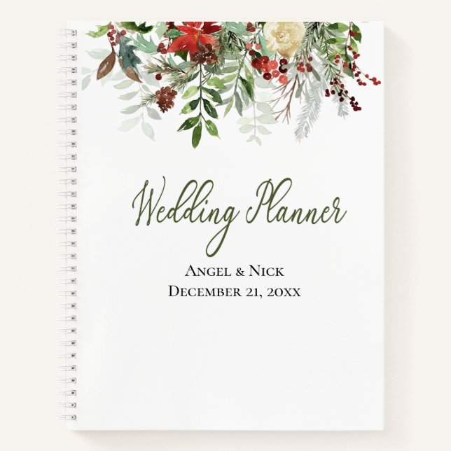 Christmas Greenery |with Quote | Wedding Planner  Notebook (Front)