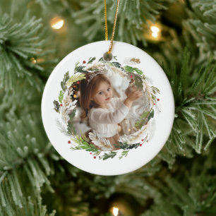 Christmas Greenery Wreath Ceramic Tree Decoration