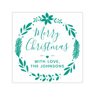 Christmas Greenery Wreath With Love Self-inking Stamp