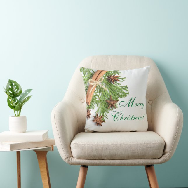 Christmas Greens and Things Throw Pillow (Chair)
