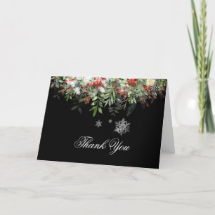 Christmas Greens/Snowflakes/ Holiday Wedding Thank You Card