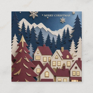 Christmas Greeting,3D Paper Cut Winter Village Enclosure Card