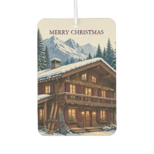 Christmas Greeting Alpine Winter Chalet Snowy Car Air Freshener