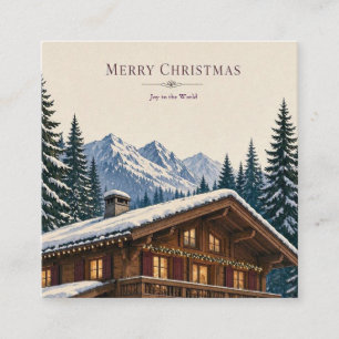 Christmas Greeting Alpine Winter Chalet Snowy Enclosure Card